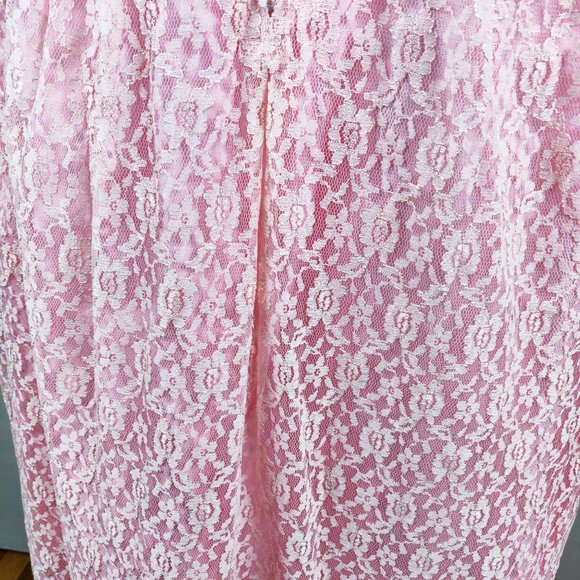 Vintage 1960s MCM Pink Lace Cocktail Dress Gown Long Sheath MOD Princess Core M - Picture 13 of 13